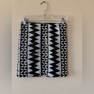 Charlotte Russe Black & White Aztec Knit Mini Skirt